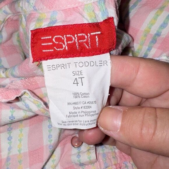 Esprit Vintage 90s Toddler Girls Plaid Dress Size 4t Pearlescent Buttons - Picture 5 of 5